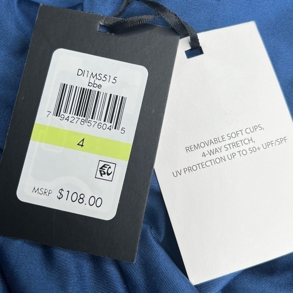 DKNY Women's Blue Stretch Moderate Coverage Peek-a-boo One Piece Swimsuit - Picture 7 of 10